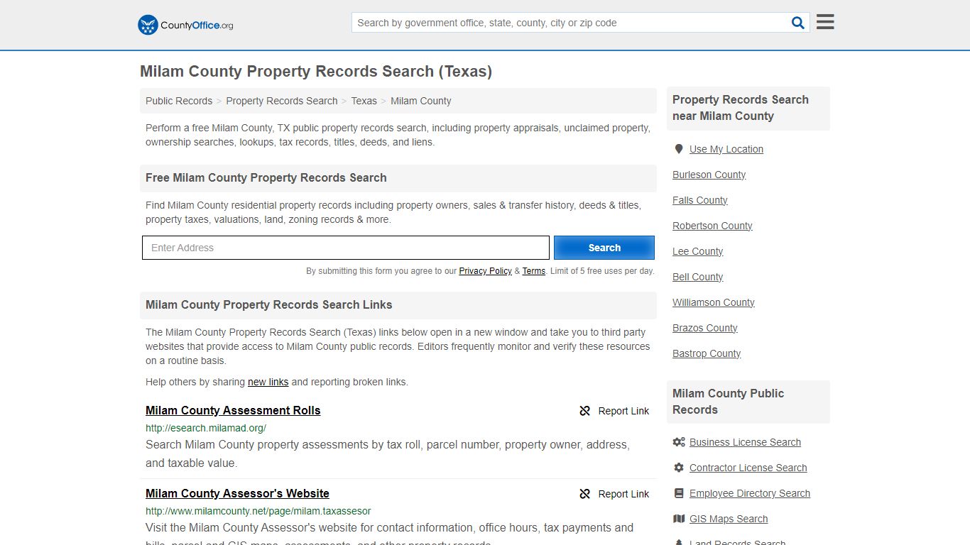 Milam County Property Records Search (Texas) - County Office
